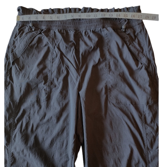 Athleta black nylon drawstring waist zipper ankle wider leg pants 16 - Picture 7 of 15